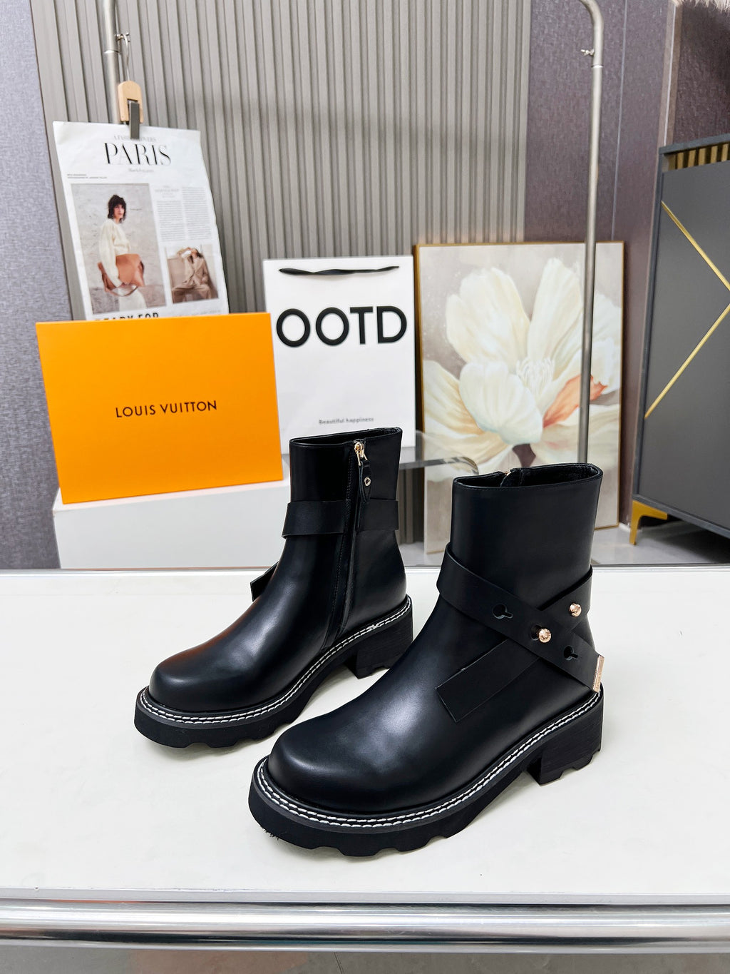 L fashion printed leather boots 0724102313