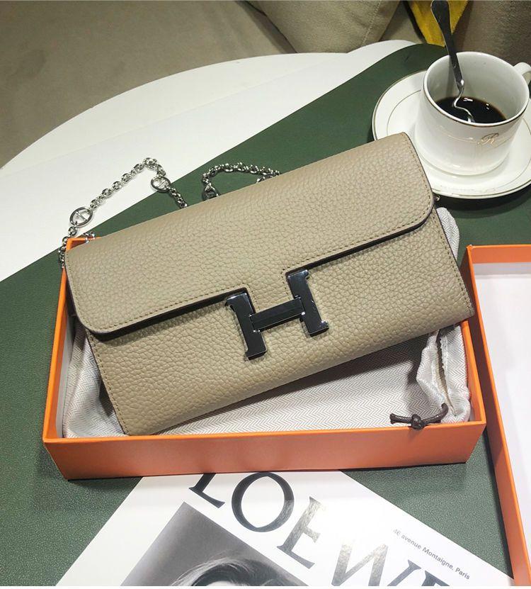 H button Kangkang Wallet Leather Long Wallet 1024032024