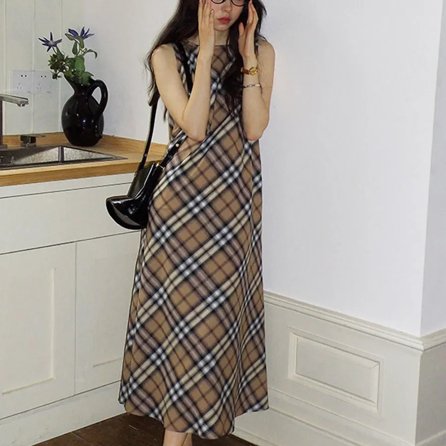 Vintage style pattern colour collision dress 1025040311