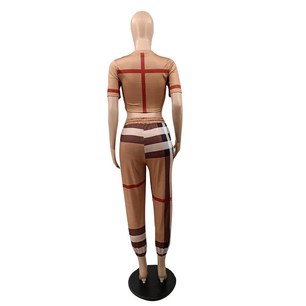 New High Quality Small Fresh Suit Stripes Elegant Casual Two-piece 1024060512