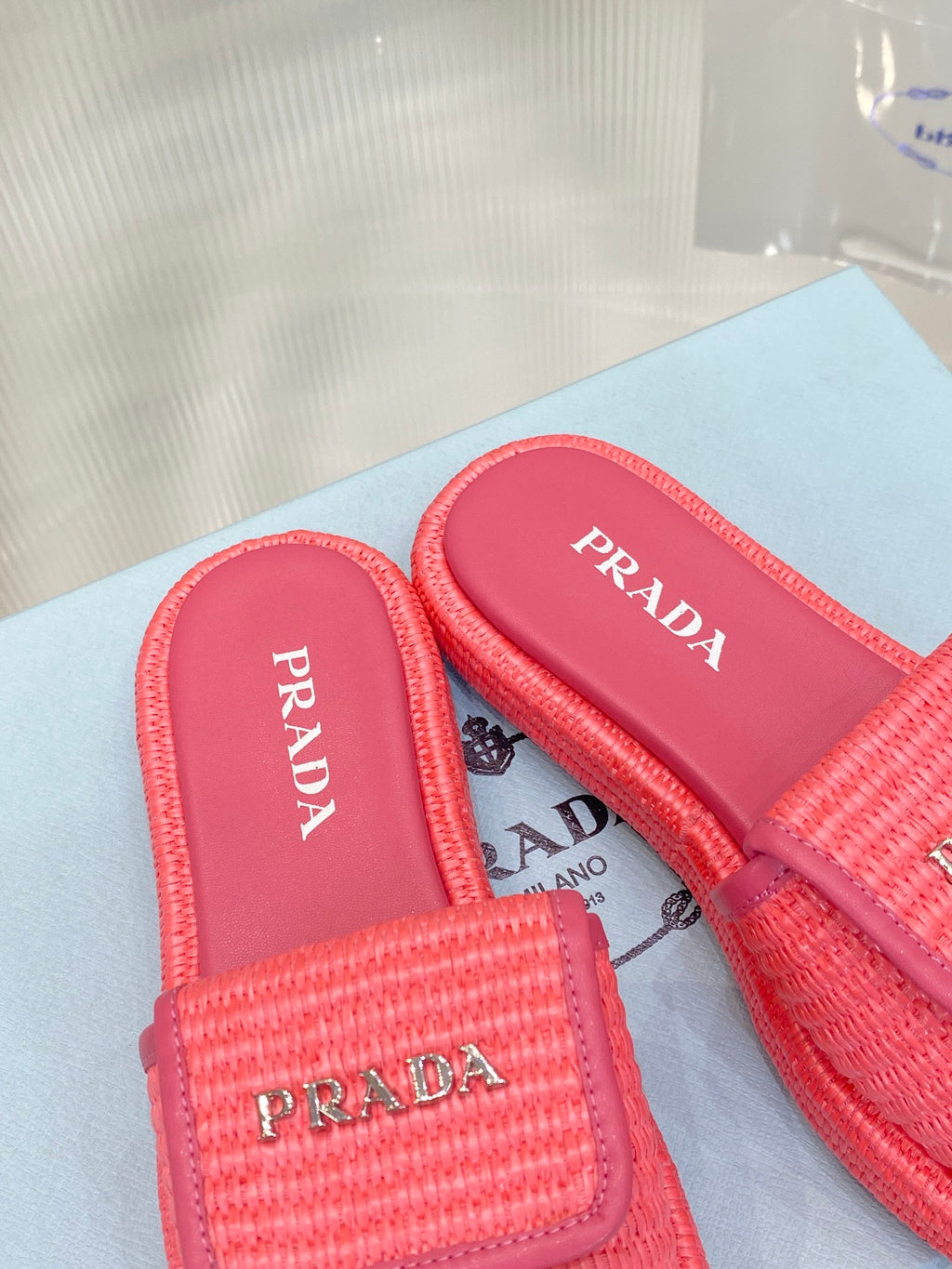 P raffia woven slippers 0724041702