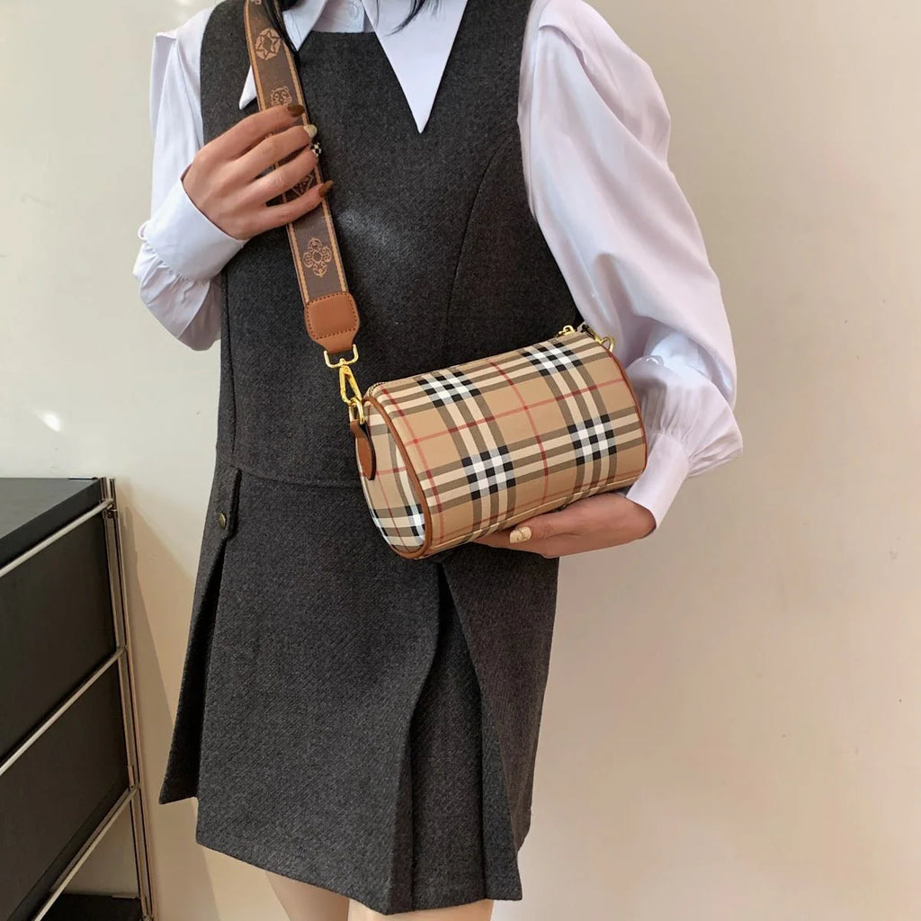 Shoulder Crossbody Pillow Bag Large Capacity Retro Check All-Match Bag 1024042713