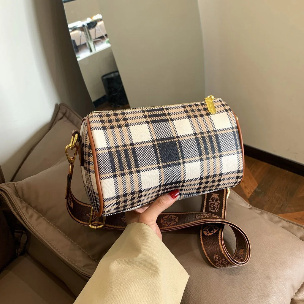 Shoulder Crossbody Pillow Bag Large Capacity Retro Check All-Match Bag 1024042713