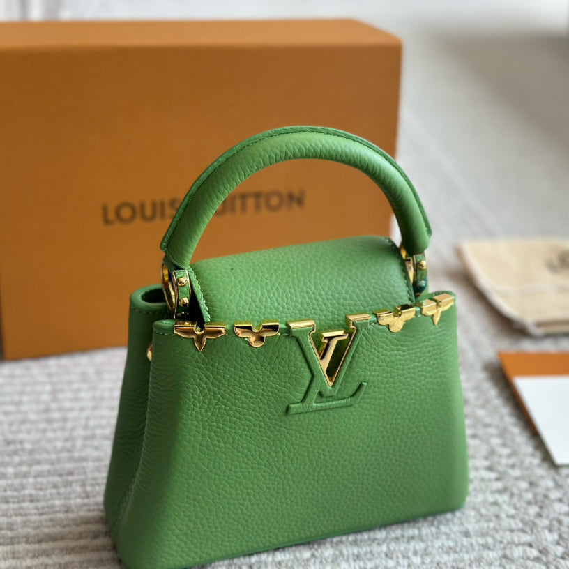 Mini Capucines Metallic Flower Trim Handbag 1824042605
