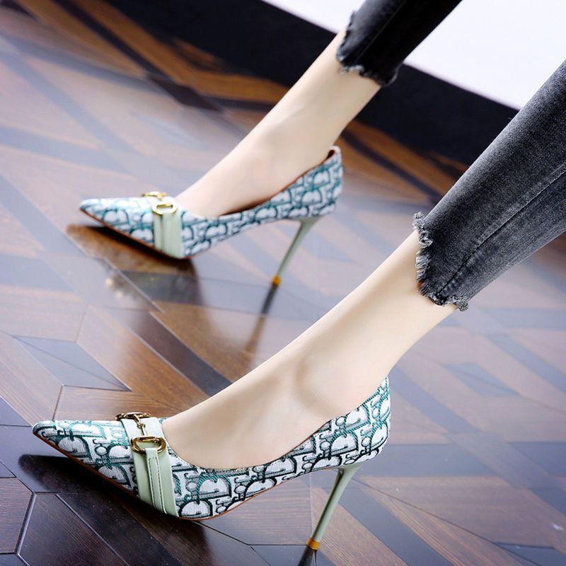 Fashion pointed metal buckle single shoe PD10061520