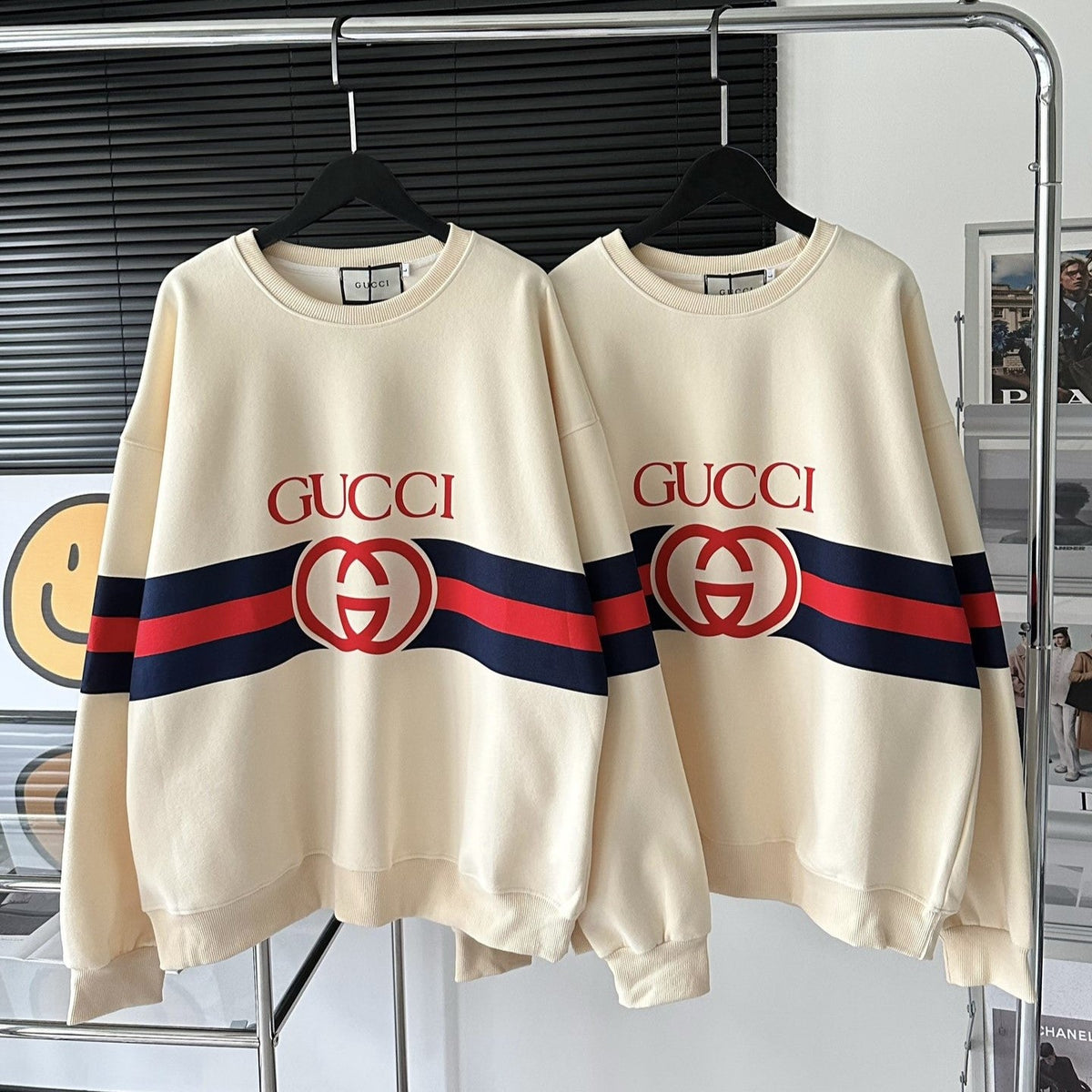 Contrast color band crew neck sweatshirt XC0823092710