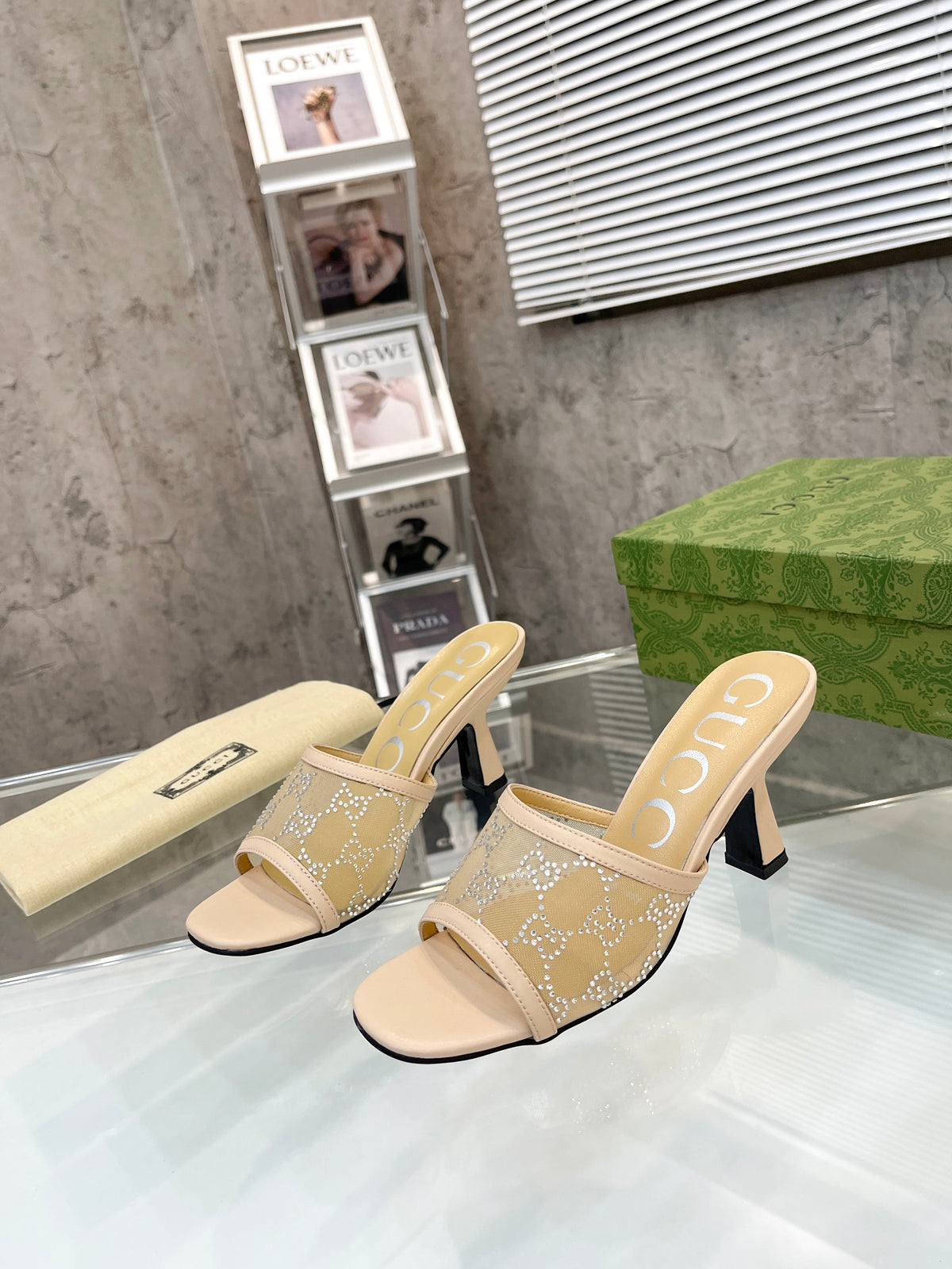 Gucc1 top fashion stiletto slippers 0724030802