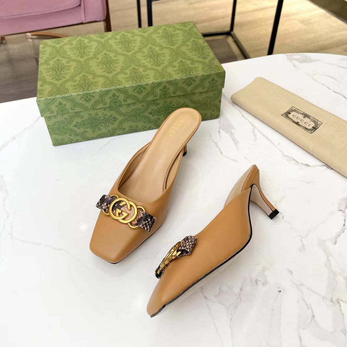 G－flat toe low heel leather shoes XC07062901