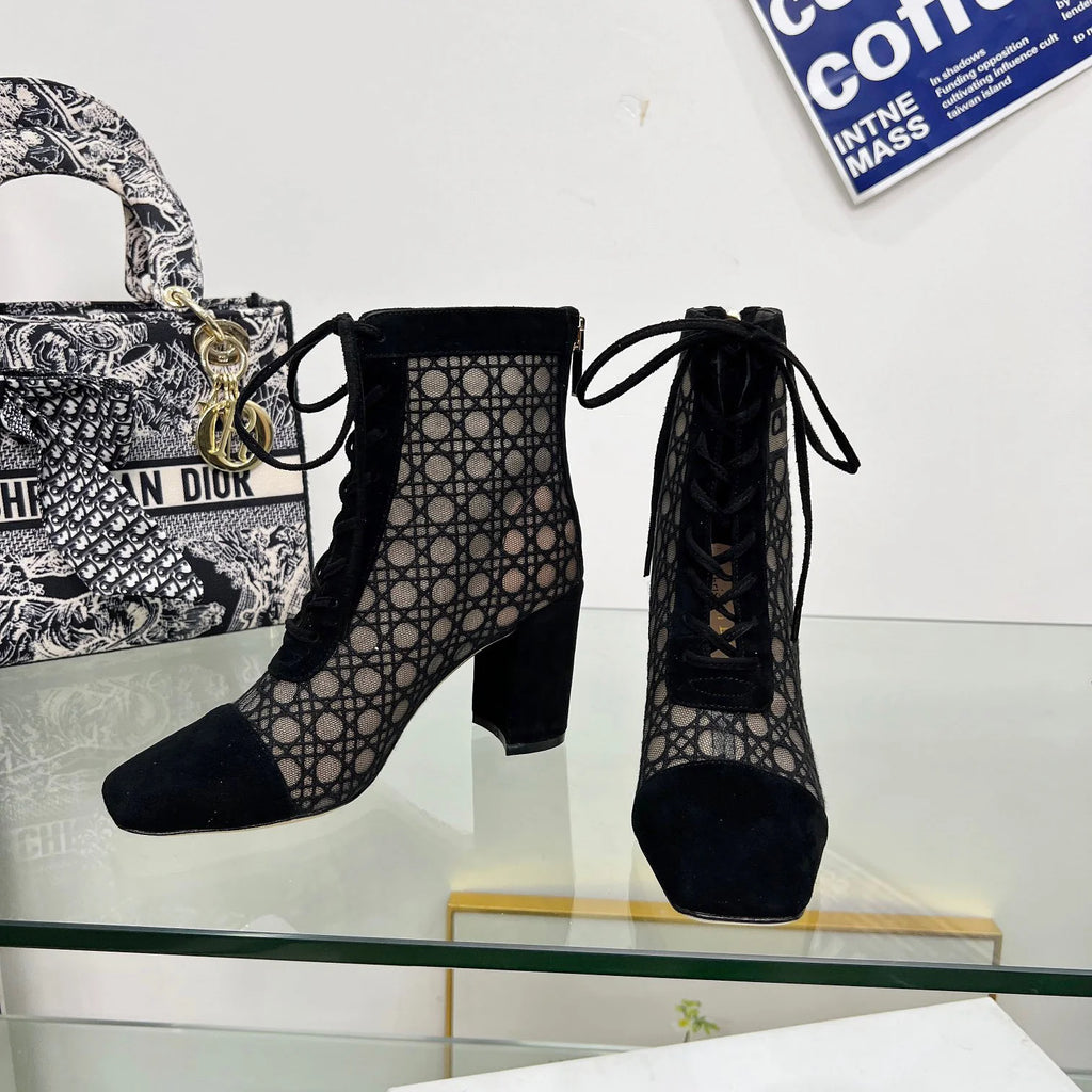 Embroidered Jacquard Mesh Boots 1025101404