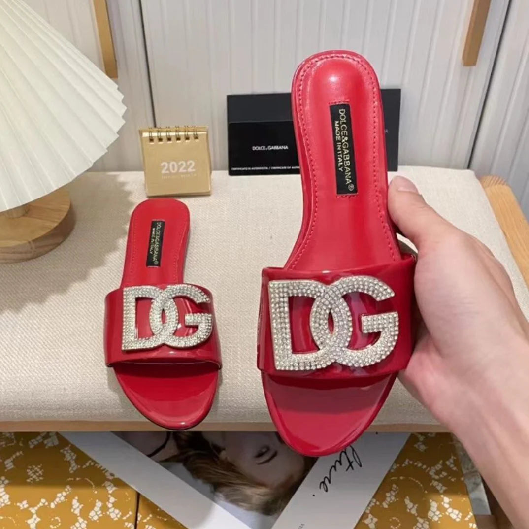 New Open Toe Flat Rhinestone Beach Slippers 1024070926