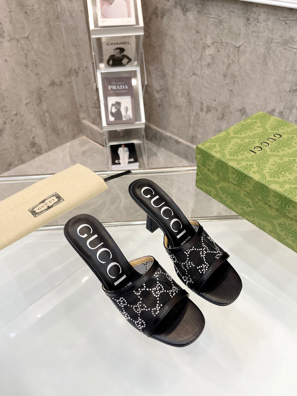 Gucc1 top fashion stiletto slippers 0724030802