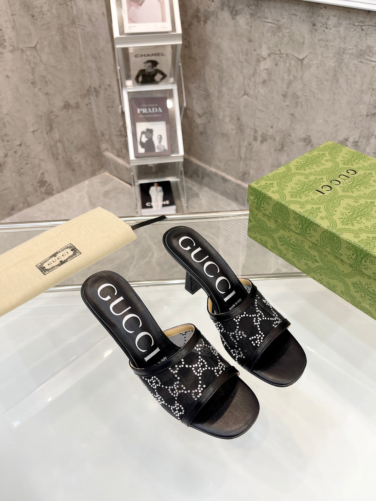 Gucc1 top fashion stiletto slippers 0724030802