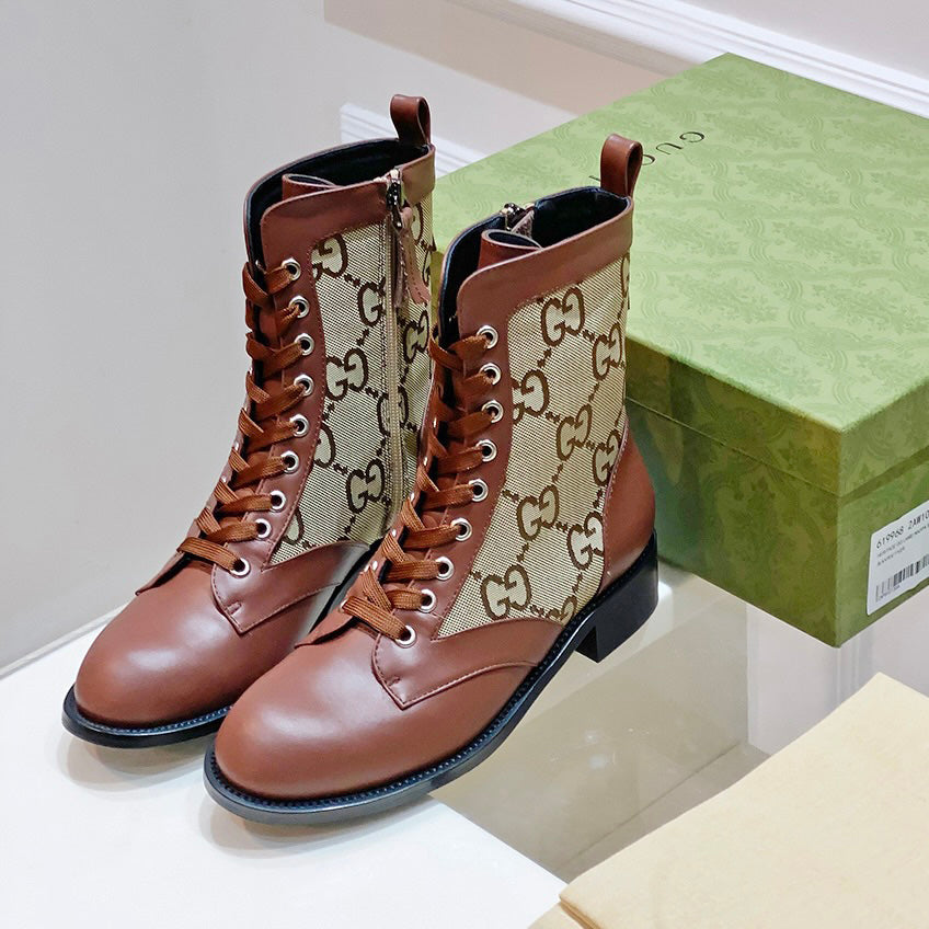 G fashion printed lace-up leather boots XC0723110309