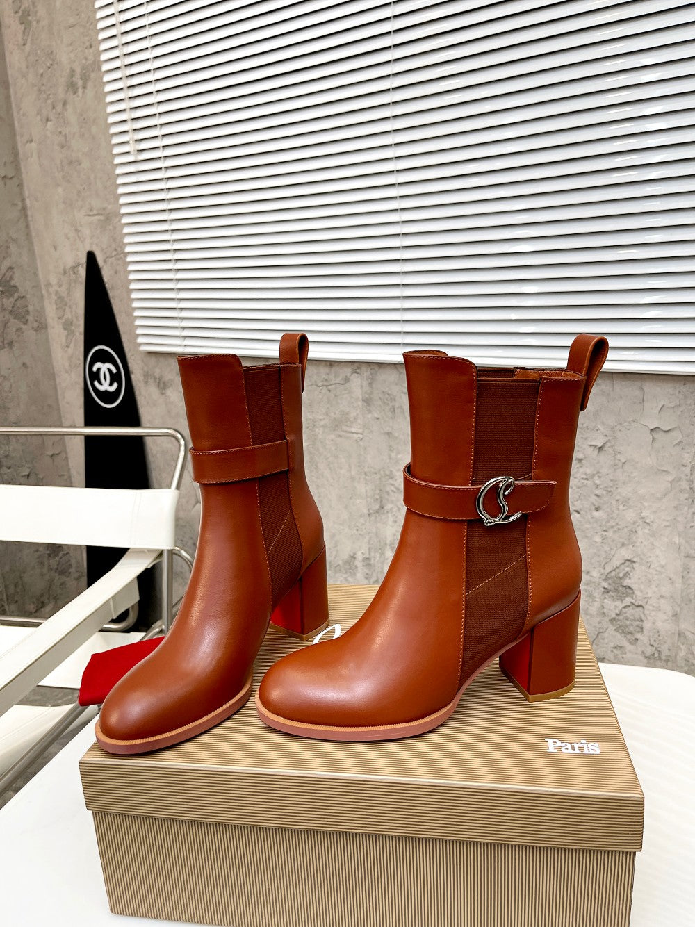 CL fashion red bottom thick heel thick sole boots 0724110503