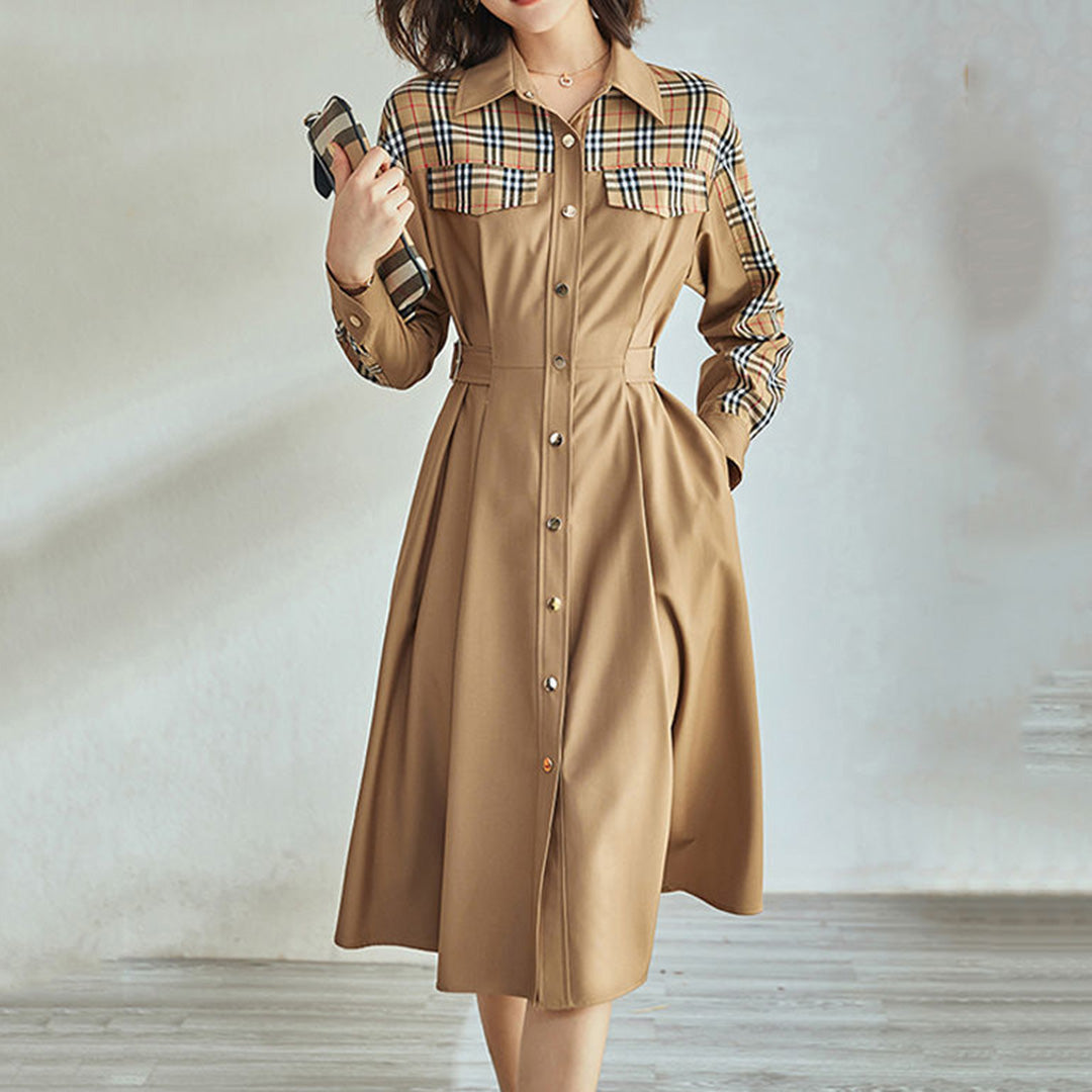 Fashion casual plaid patchwork dress PF1023091504
