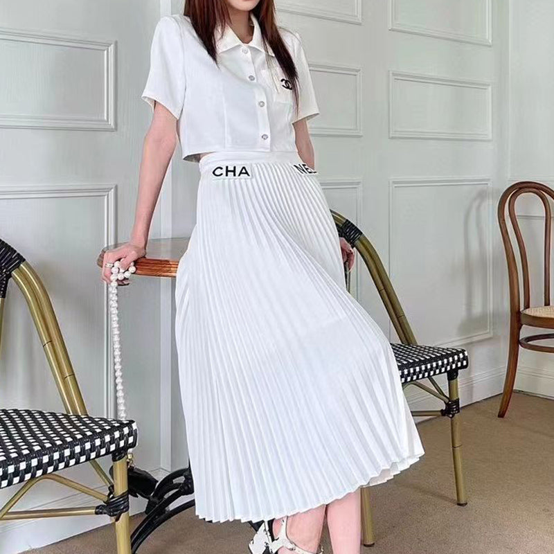 Fashion pleated long skirt set PD10061214