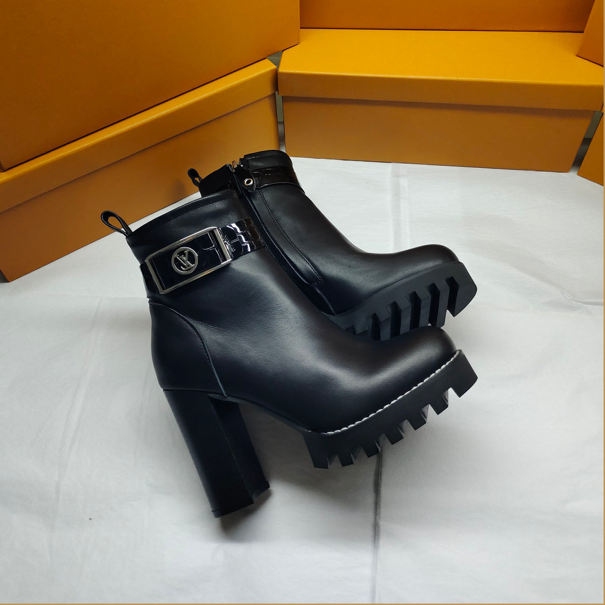 New side zip calfskin high top ankle boots fb04240909027