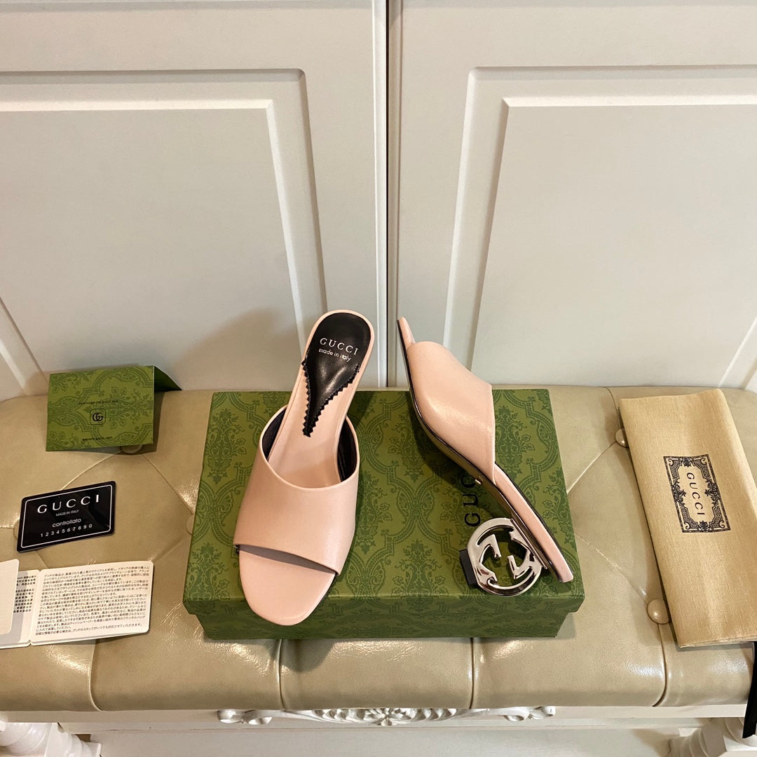 Gucc1 top fashion heel slippers 0724030803
