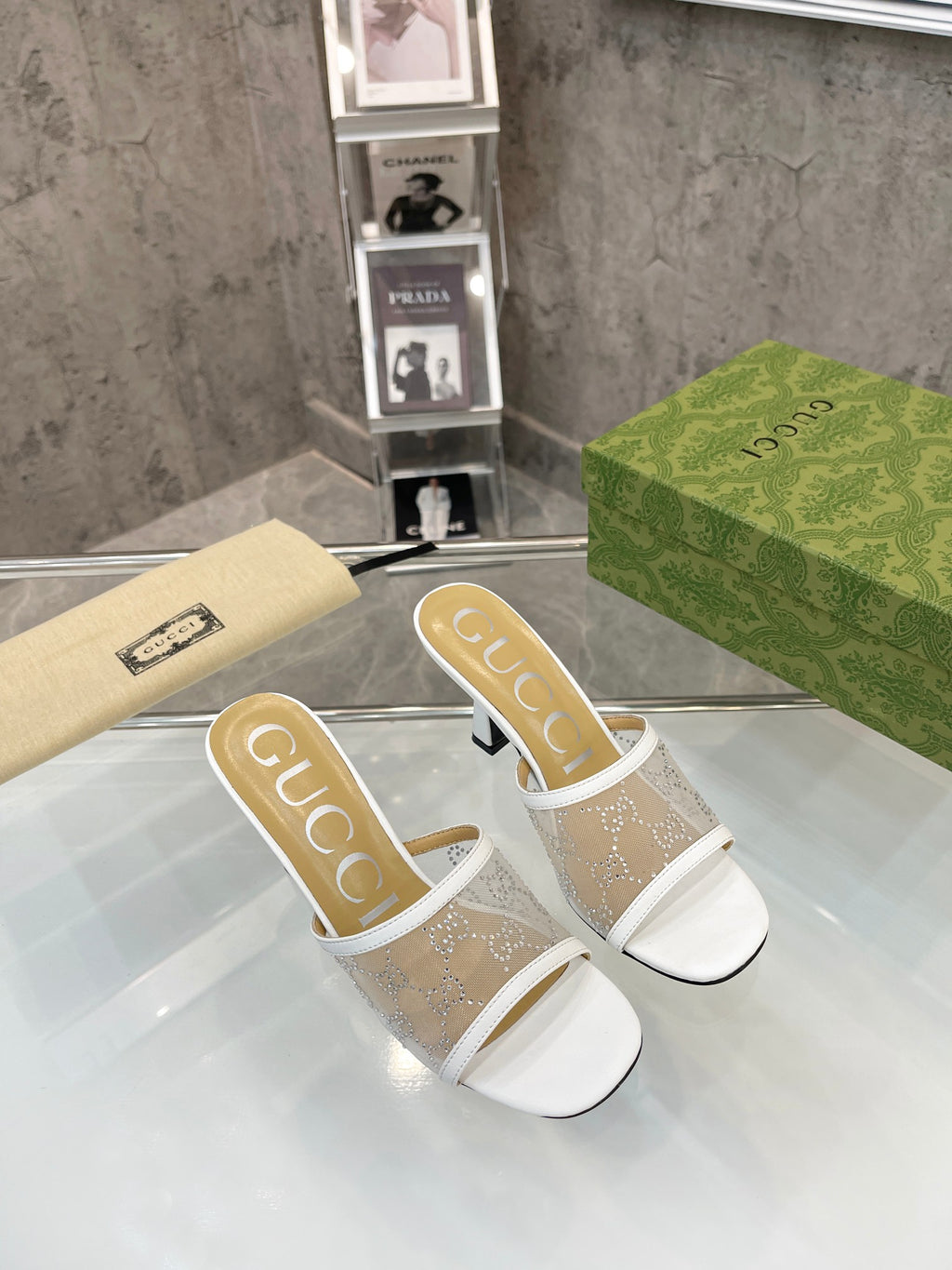 Gucc1 top fashion stiletto slippers 0724030802