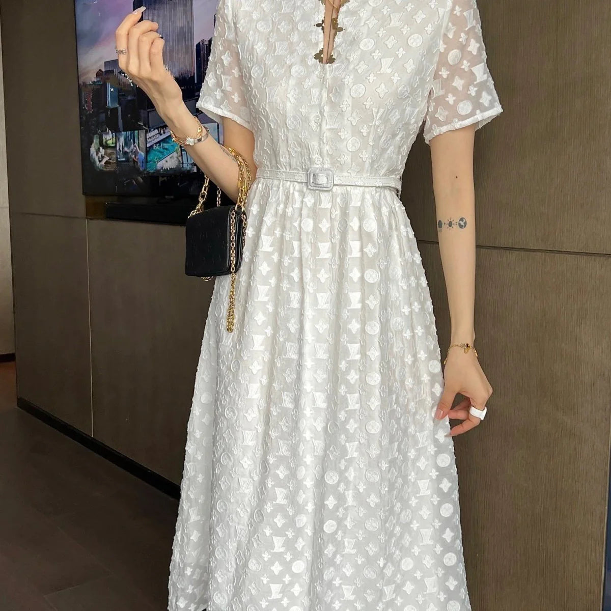 New French Style Platycodon Lace Dress 1024050907