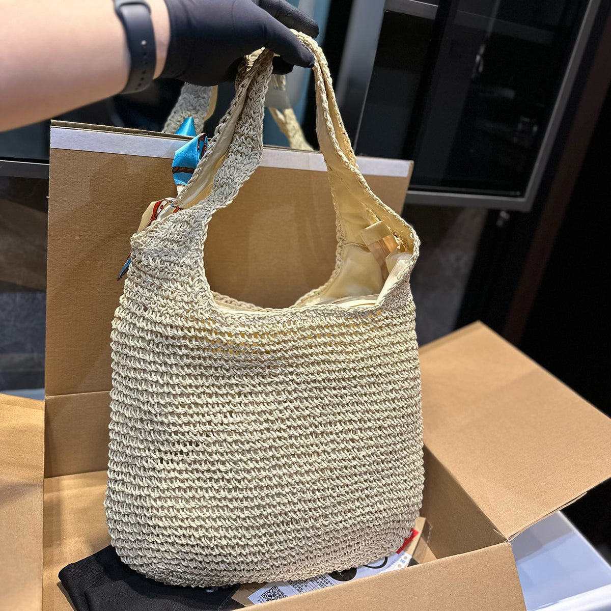 New fashionable knitted straw bag 1824041703