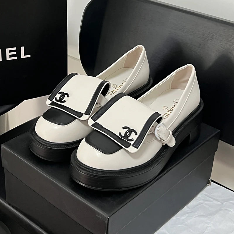 Black and white panda loafers 1024100804
