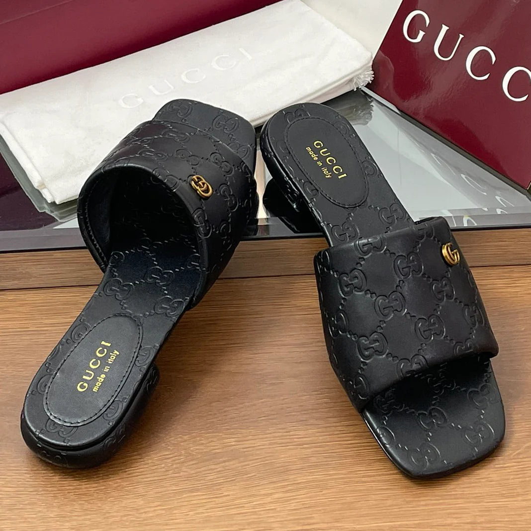 Calfskin Mini Embossed Buckle Sandals Slippers 1025032807