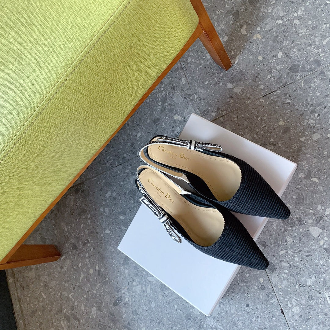 Dio Pointed bow letter ribbon slingback slingback shoes 0724070501