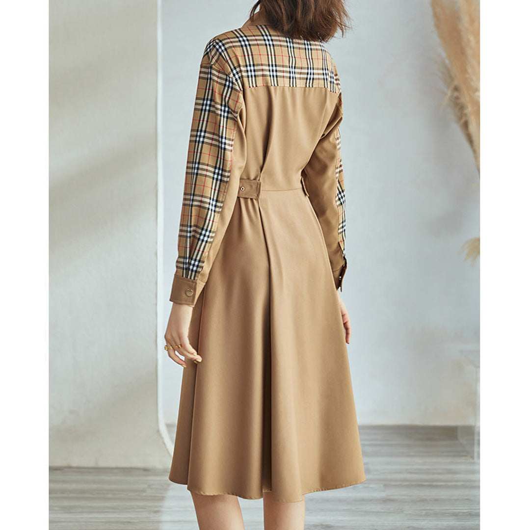 Fashion casual plaid patchwork dress PF1023091504