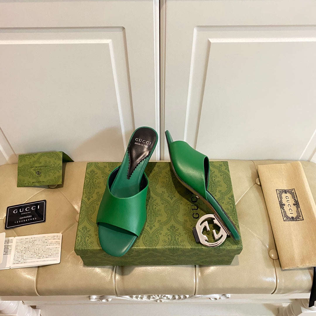 Gucc1 top fashion heel slippers 0724030803