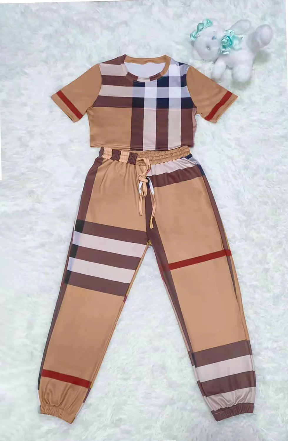 New High Quality Small Fresh Suit Stripes Elegant Casual Two-piece 1024060512