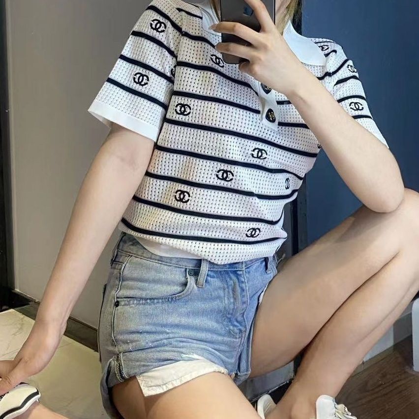 Polo collar shirt short sleeved top PD10042715