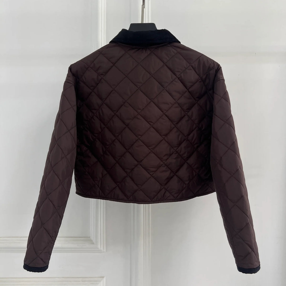 New Diamond-Patterned Cropped Cotton Jacket for Women 10251017