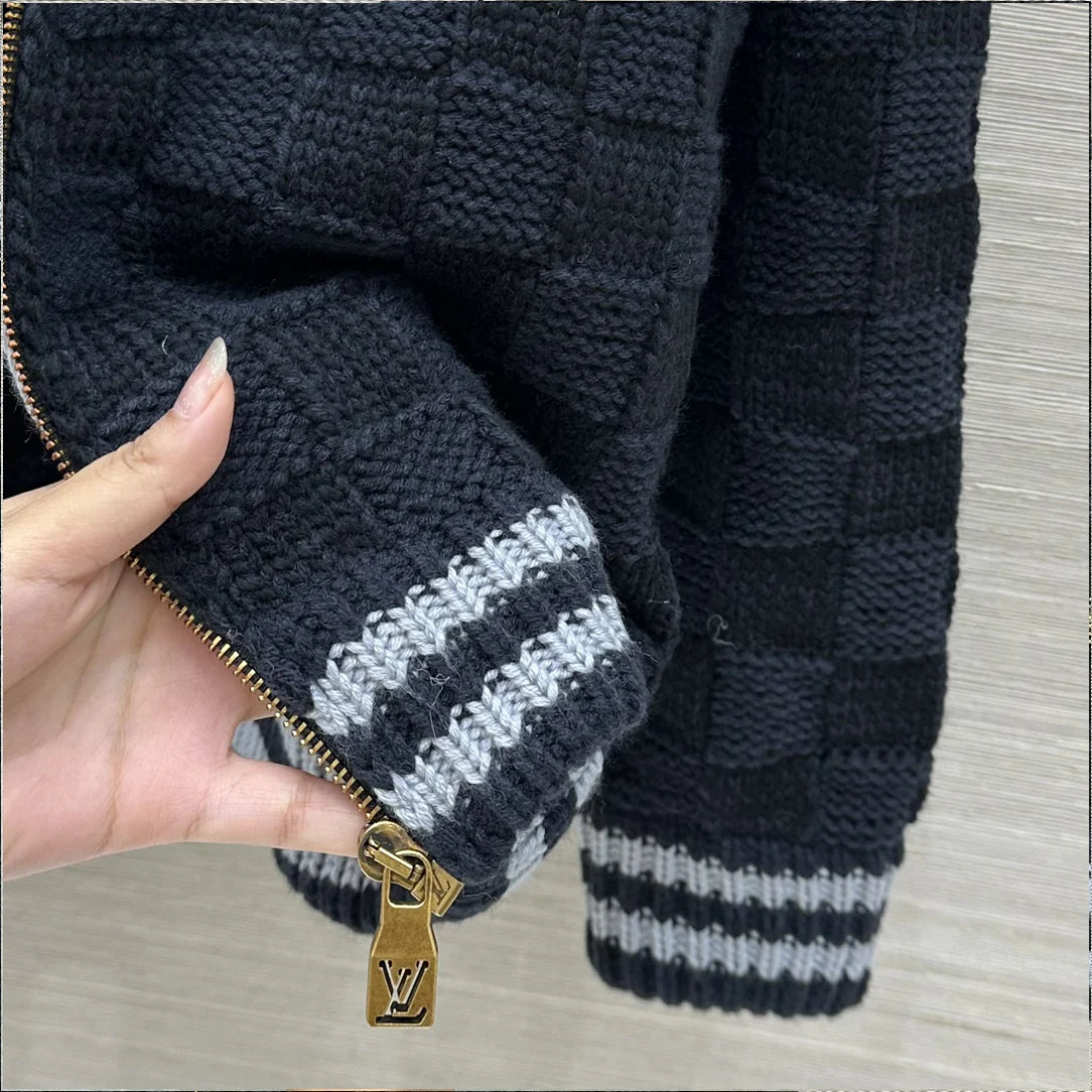 Women's elegant collared zip-up wool sweater 1426011307