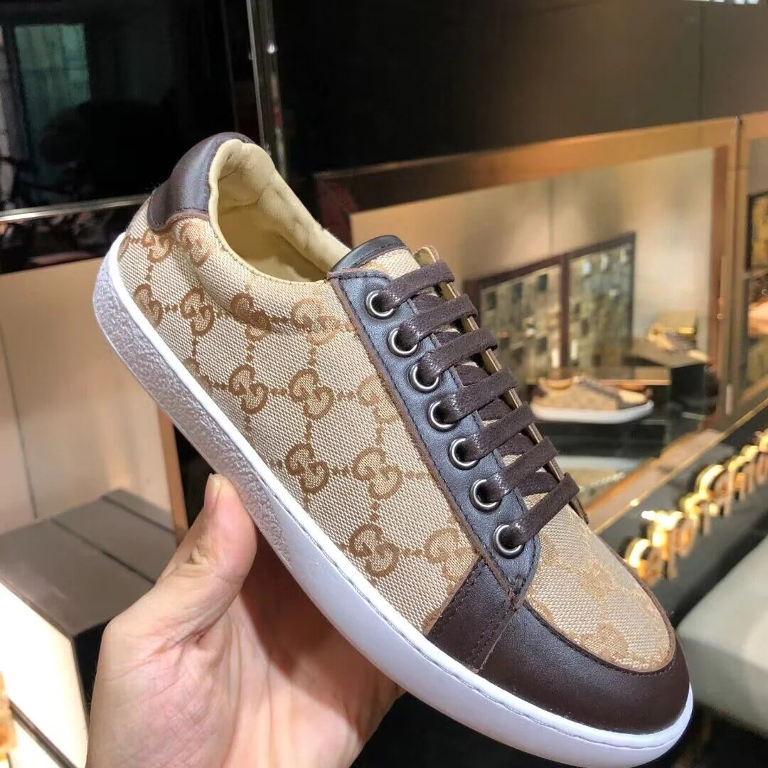High Quality Casual Print Couple Genuine Leather Sneakers 1024031214