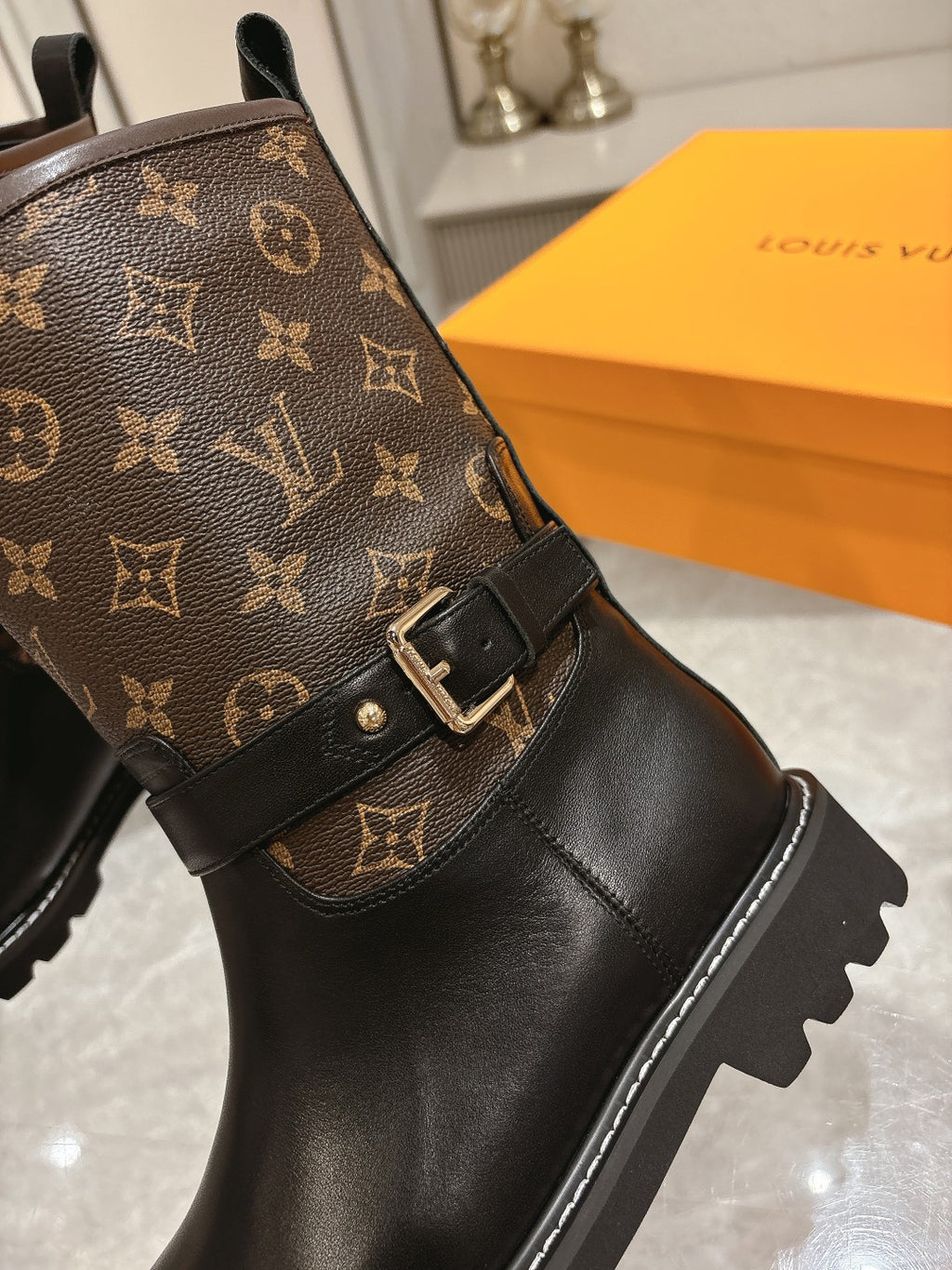 L stylish custom printed leather boots 0724102309