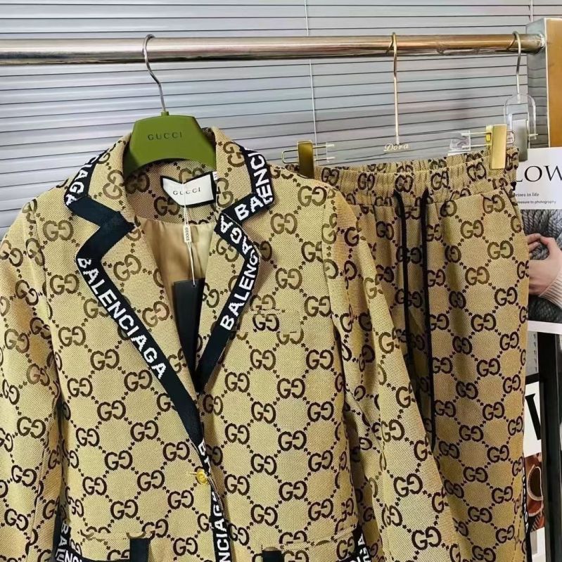 Full Letter Jacquard Retro Suit New Stand Collar Jacket Pants Two-piece Set PD0223082501