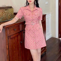 Pink Handmade Cottom V Logo Women’s Dress