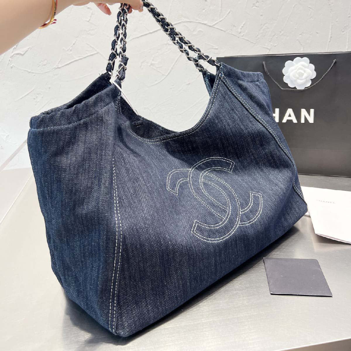 Maxi Denim Shopping Bags