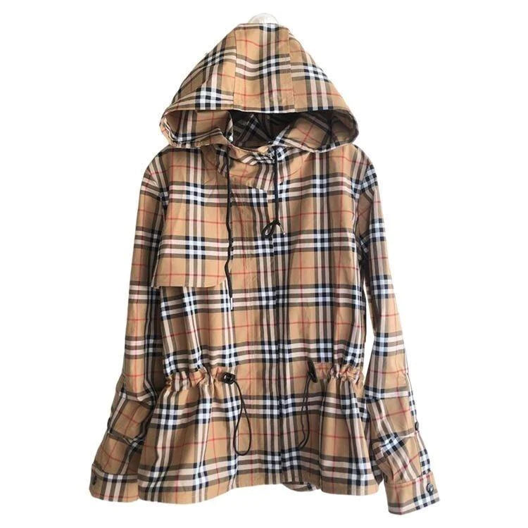 Early spring new fashionable plaid hooded jacket 1024022305
