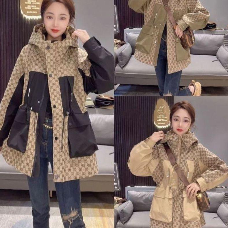Loose contrasting color casual trench coat 0823120503