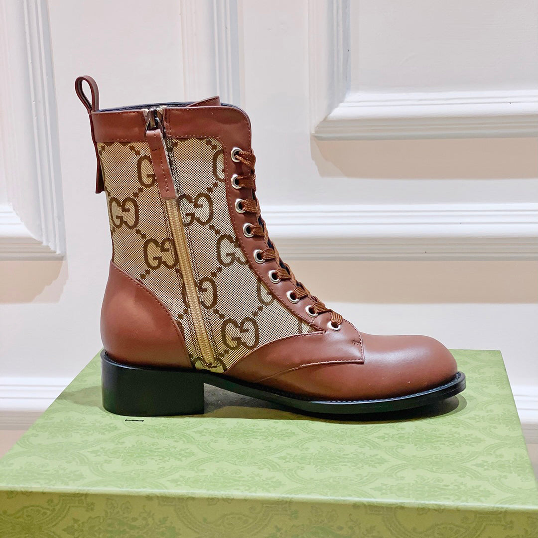 G fashion printed lace-up leather boots XC0723110309