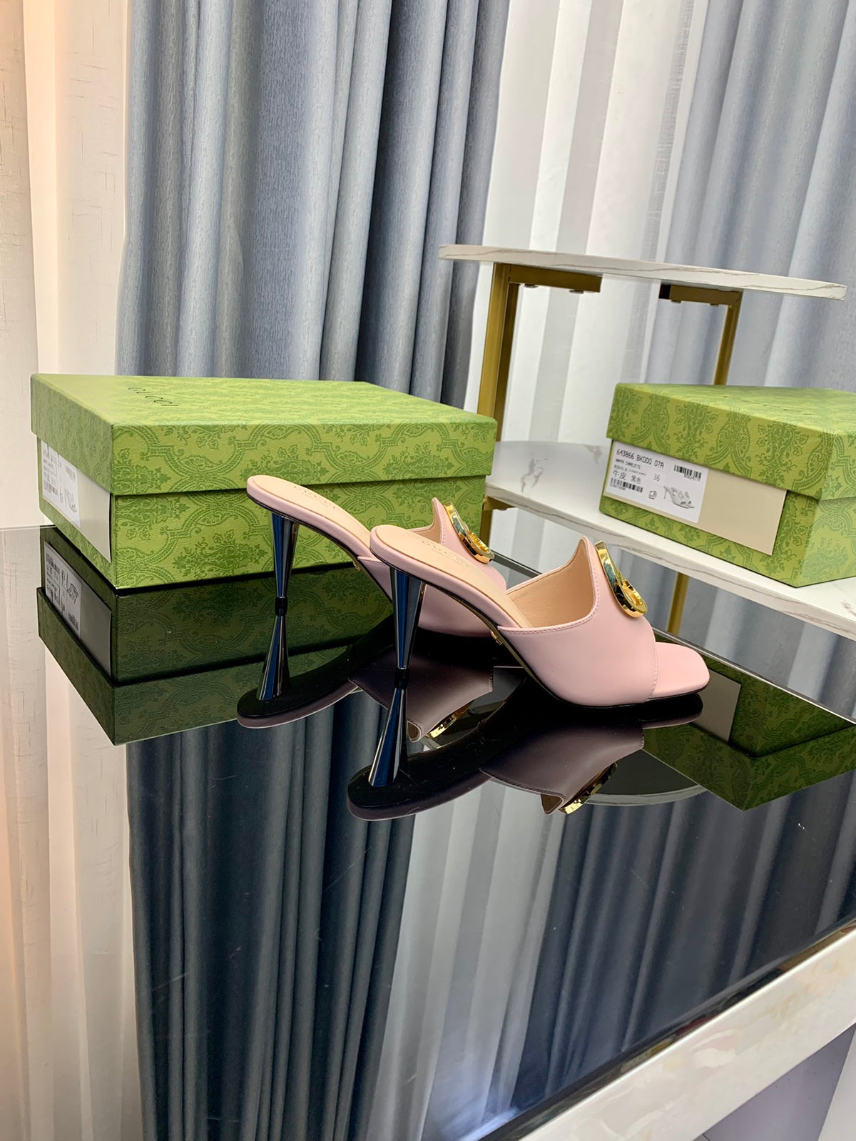 Gucc1 top fashion stiletto slippers 0724030804
