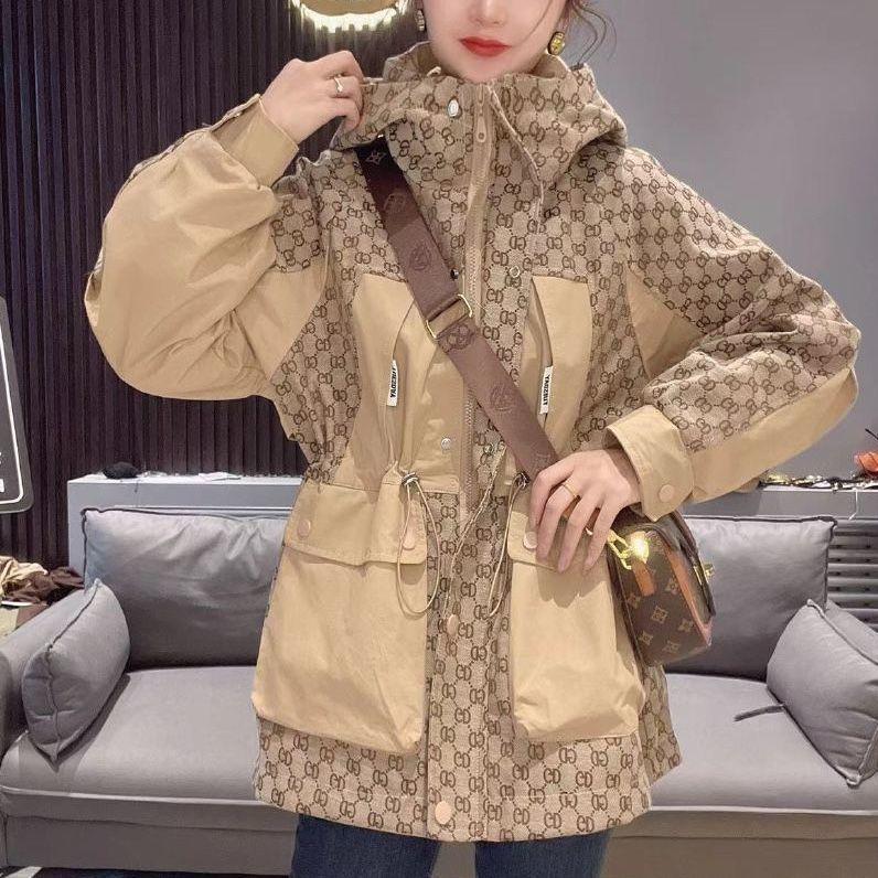 Loose contrasting color casual trench coat 0823120503