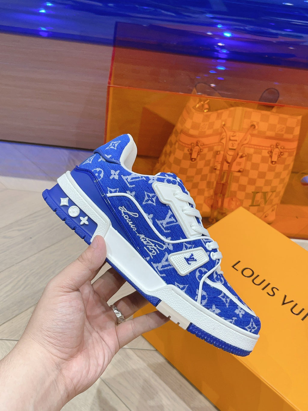 L couple limited series casual denim print sneakers 0725012402