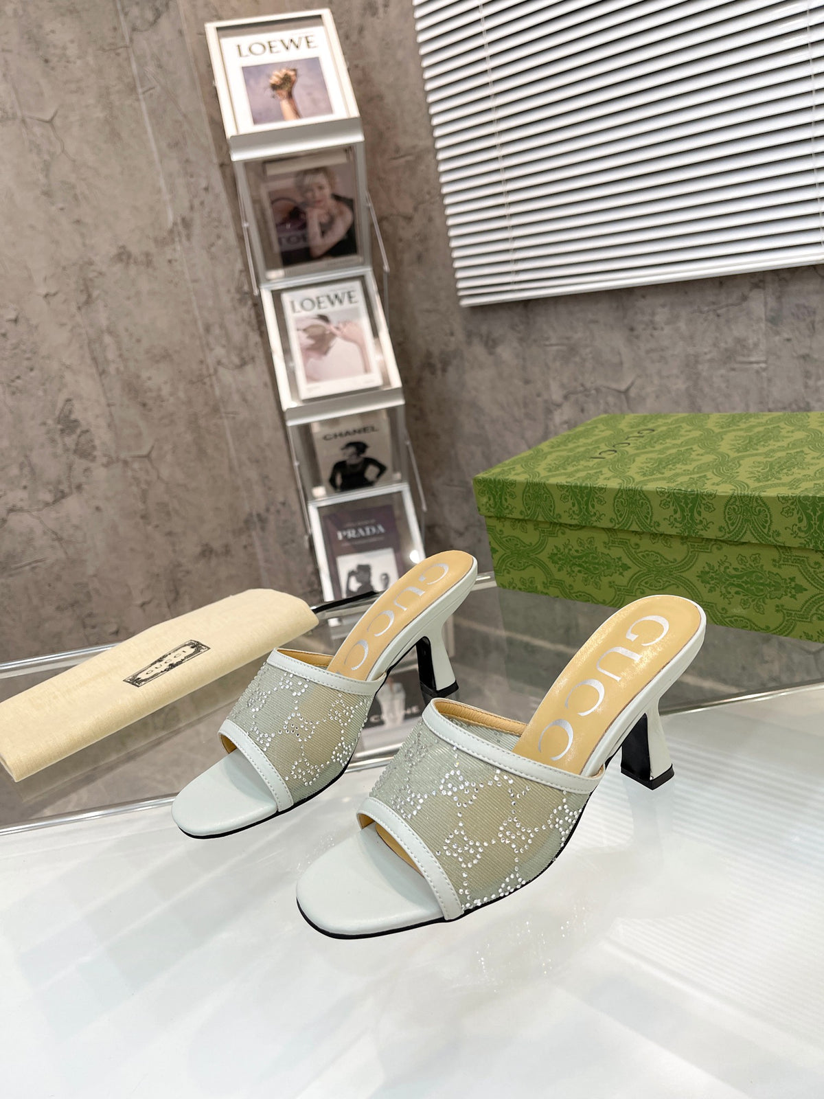 Gucc1 top fashion stiletto slippers 0724030802
