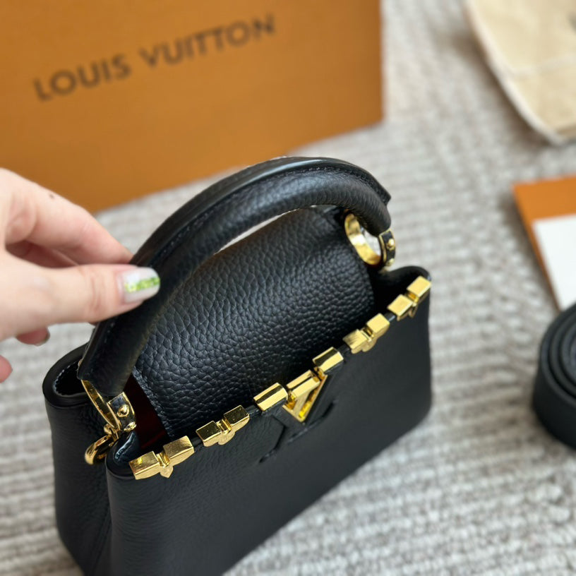 Mini Capucines Metallic Flower Trim Handbag 1824042605