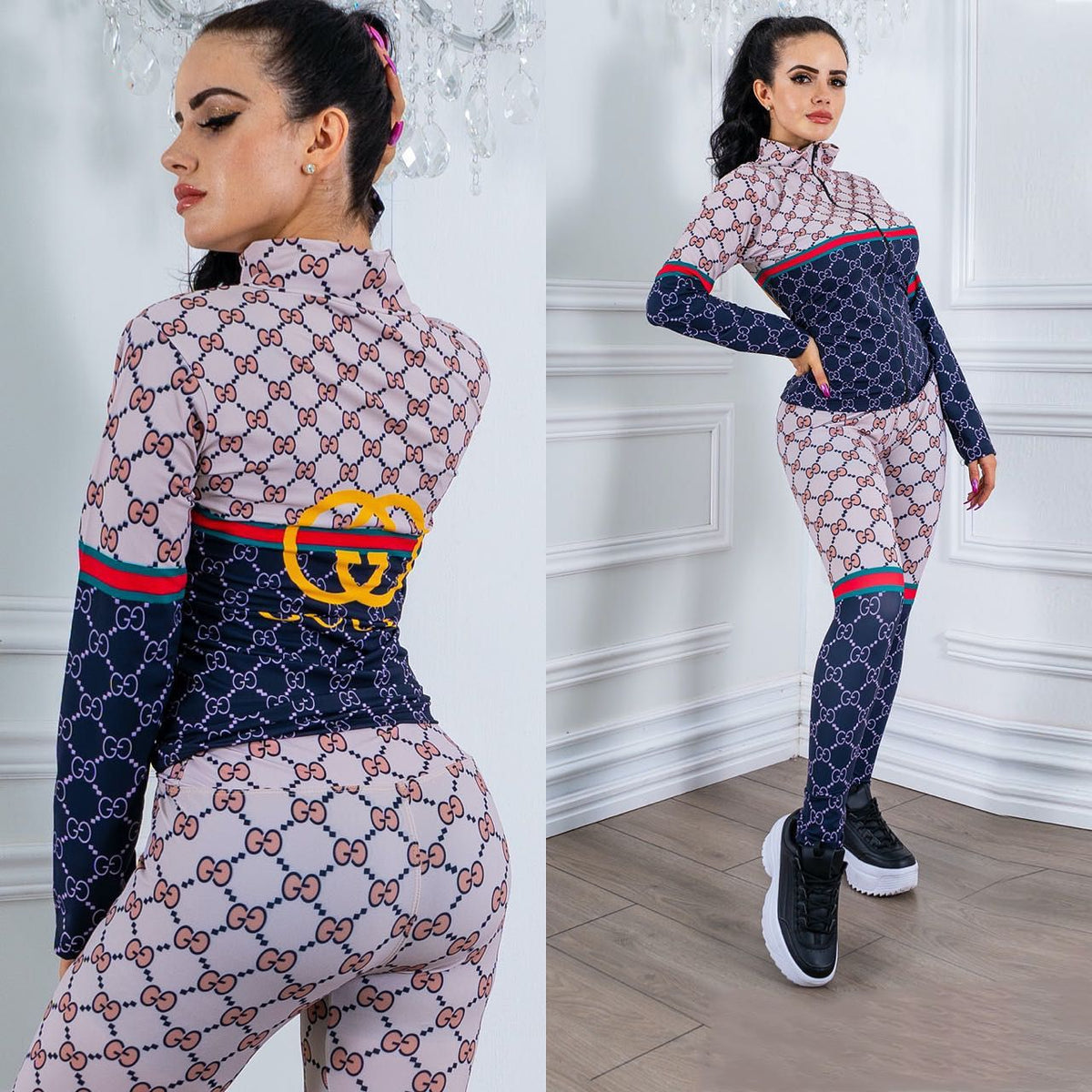 Fashionable printed casual and sporty two-piece set XC0823110304