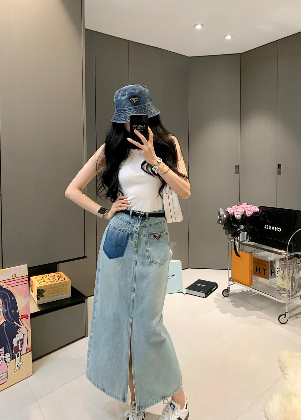 P24ss new triangle logo denim skirt 0724071810