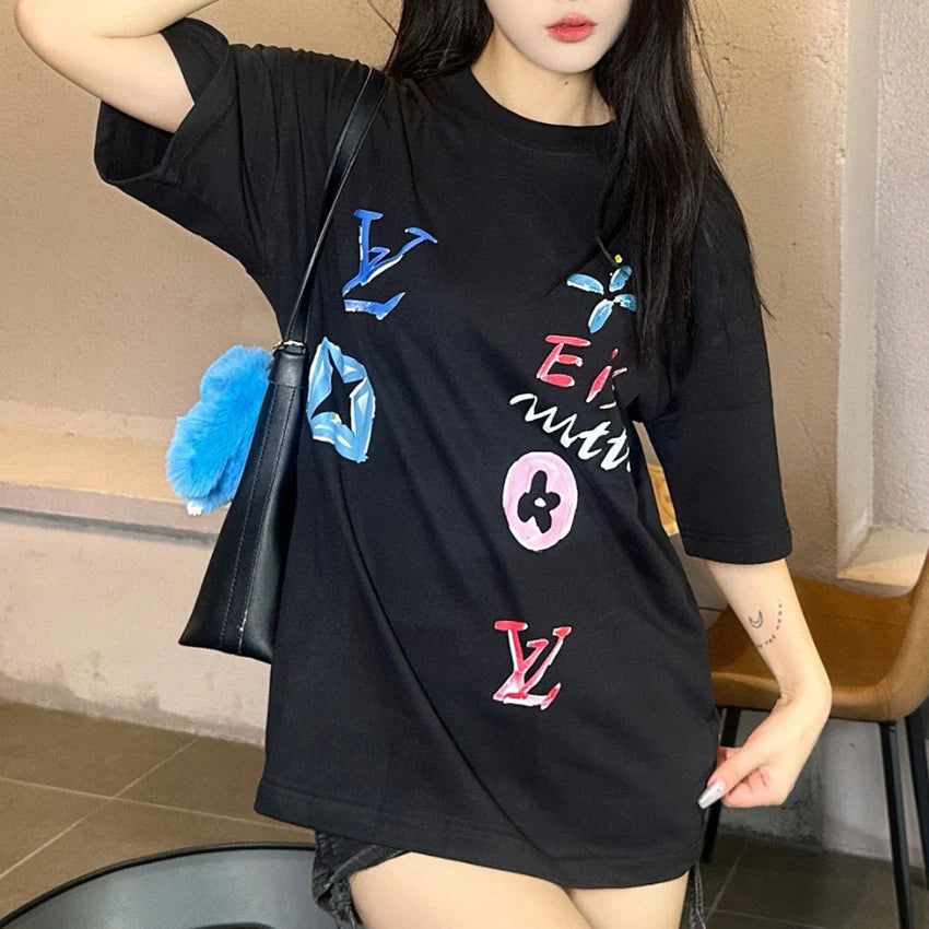 New fashion and versatile printed short sleeves 3D1024062621